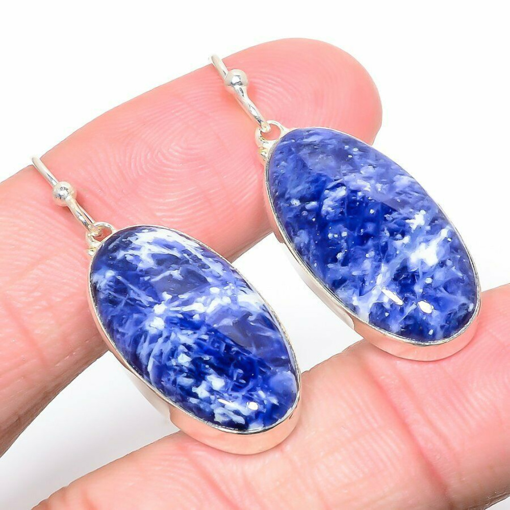 Beautiful Blue Sodalite Earrings 925 silver